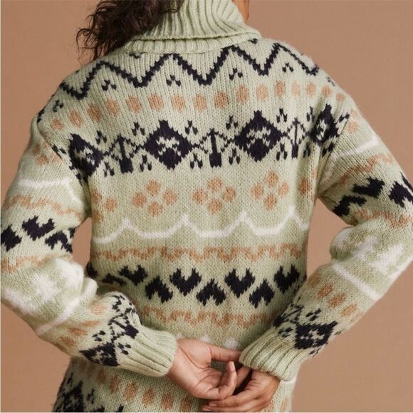 Anthropologie Tunic Sweater Womens Size Small Mint Green Turtleneck - Picture 4 of 15